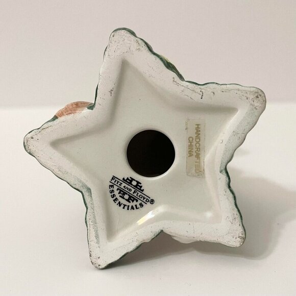 Fitz and Floyd Christmas Tumbling Bear Figurine Red Plaid Santa Suit Stars Chip - Picture 9 of 13